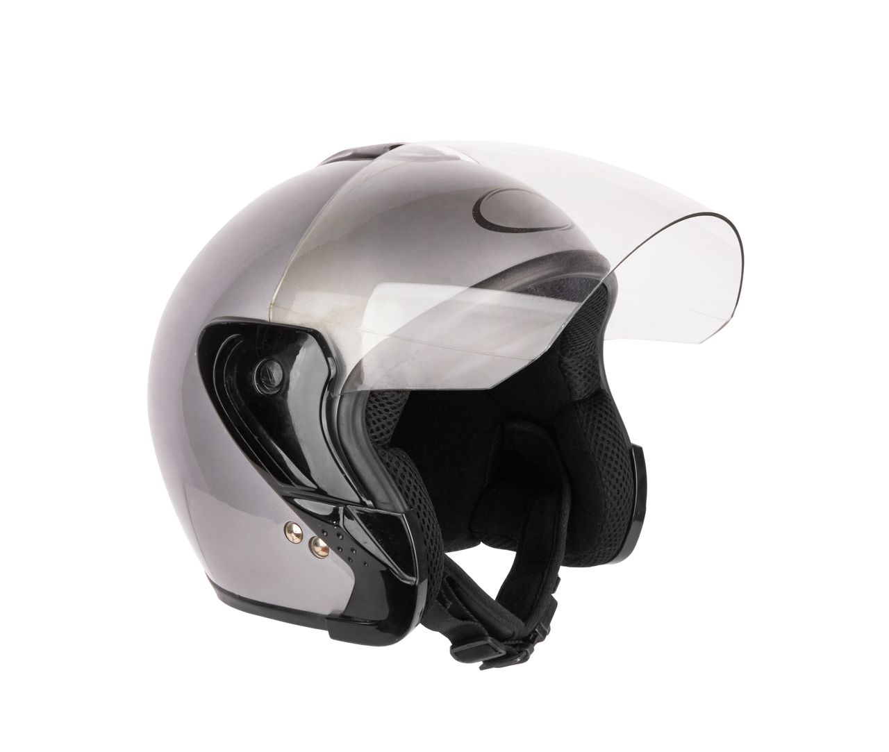 Casque moto connecté gris avec affichage tête haute et interface lumineuse pour conduite sécurisée et high-tech