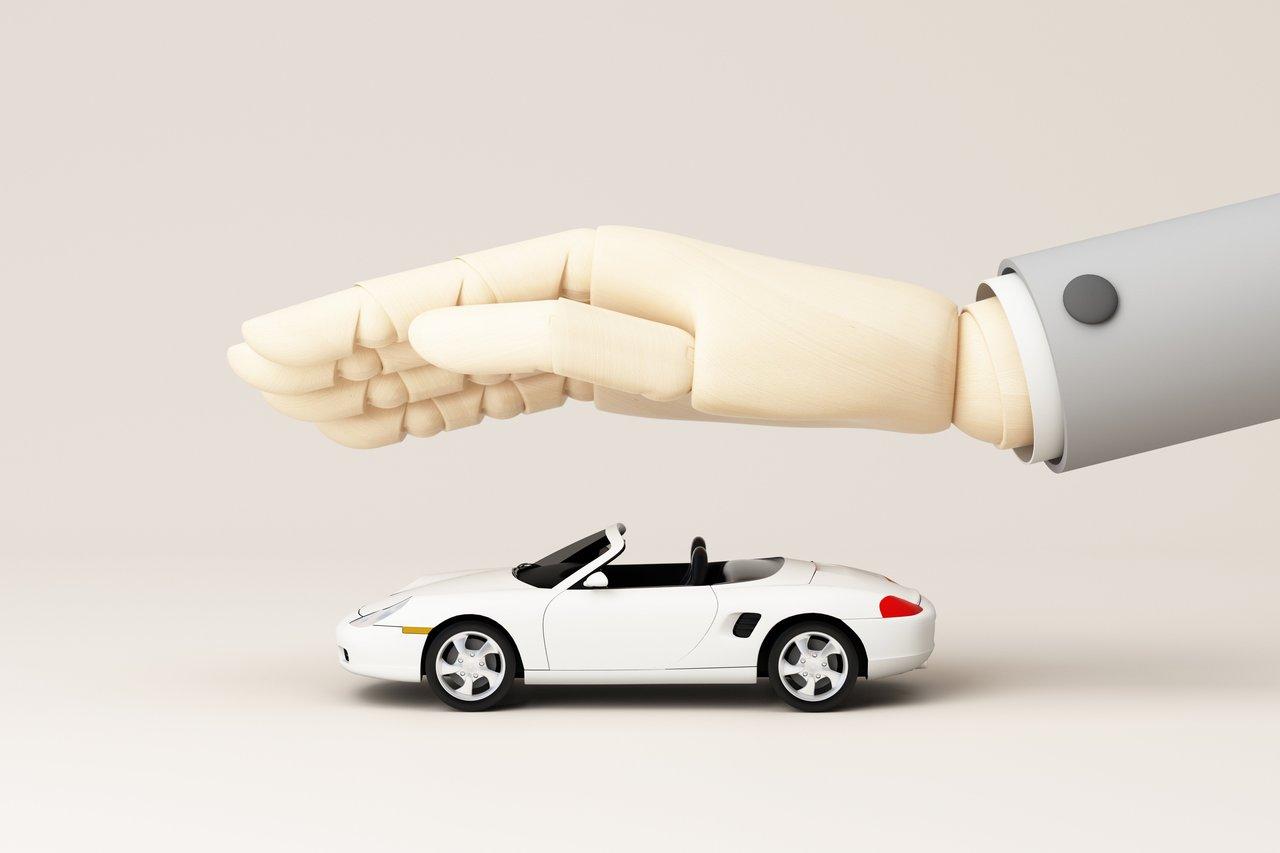Illustration de la technologie d’assurance automobile moderne intégrant l’IA pour une gestion efficace des sinistres et couvertures.