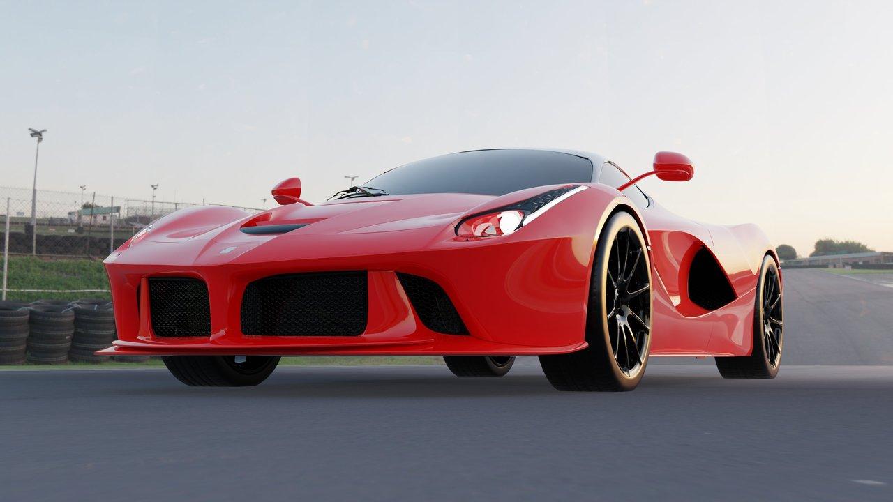 La Ferrari 296 Speciale track dévoile ses lignes aérodynamiques lors d'une course dynamique.