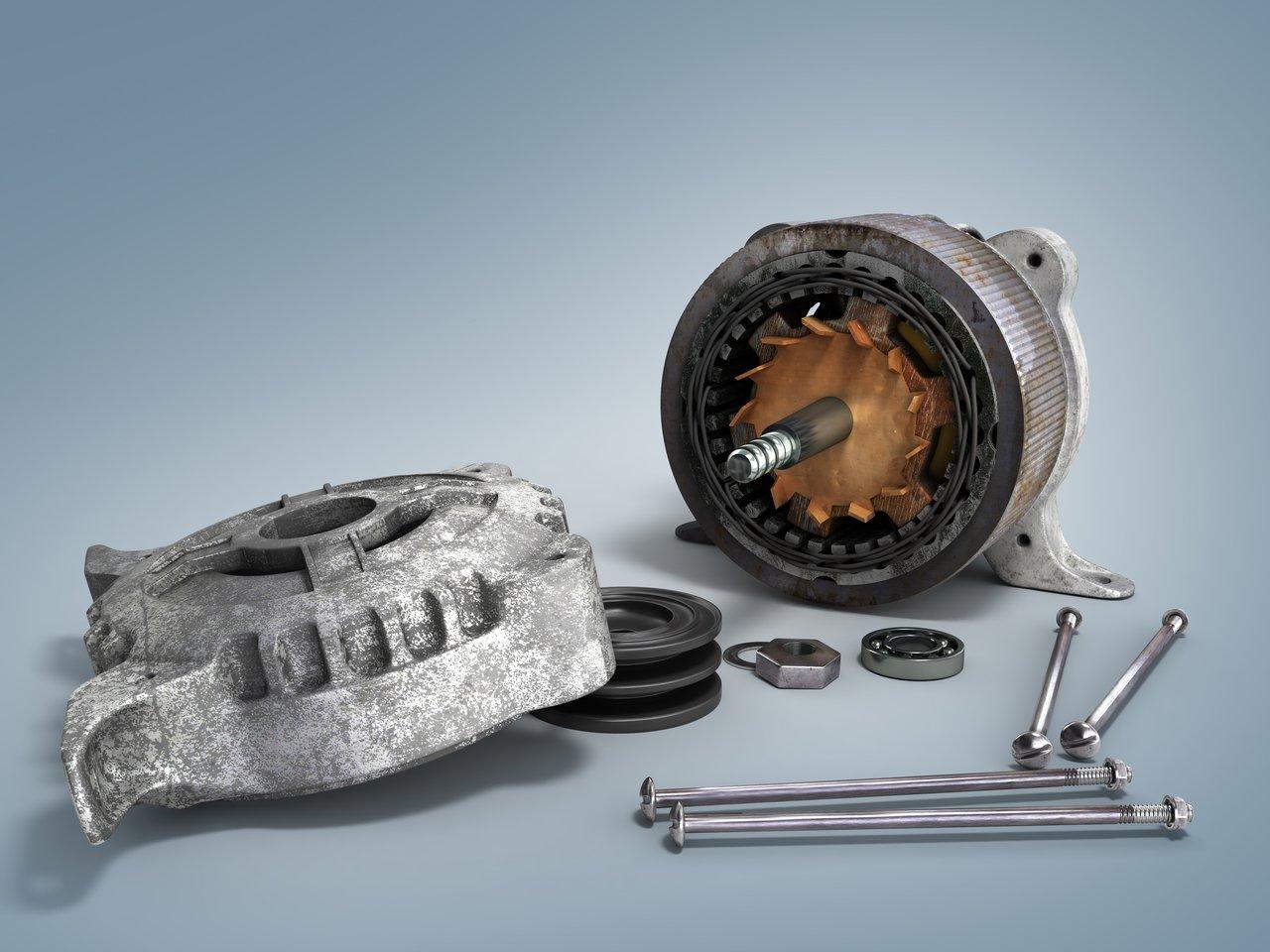 Schéma explicatif d'une conversion d'une voiture thermique en hybride léger avec moteur électrique et pack batterie.